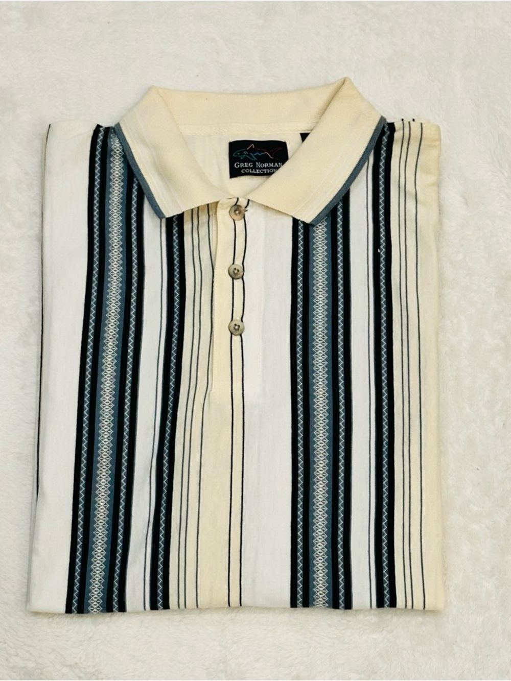 Vintage Greg Norman Coogi Style Polo Shirt Men's XL Vertical Stripe 90s